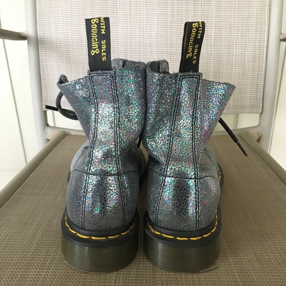 DR MARTENS PASCAL SPARKLE IRIDESCENT CRACKLE BOOTS - Picture 6 of 10
